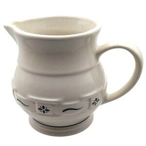 Longaberger Woven Traditions Ceramic Creamer Pitcher USA Pottery Farmhouse